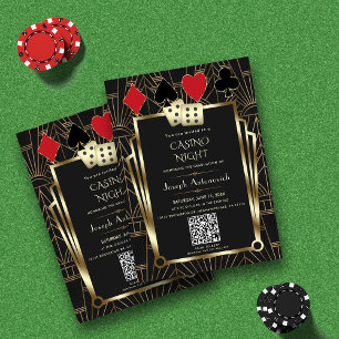 Invitación Glam QR Code Las Vegas Casino Graduación nocturna