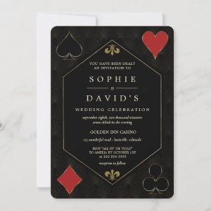 Invitación Glam QR Código Art Deco Gatsby Casino Poker Boda