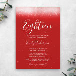 Invitación Glam Red 18th Birthday<br><div class="desc">¡Esta invitación moderna de 18 años está diseñada para impresionar! El chisme de imitación moderno ilumina un fondo rojo con un tipo de letra de escritura moderno.</div>
