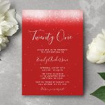 Invitación Glam Red 21st Birthday<br><div class="desc">¡Esta moderna invitación de 21 años está diseñada para impresionar! El chisme de imitación moderno ilumina un fondo rojo con un tipo de letra de escritura moderno.</div>