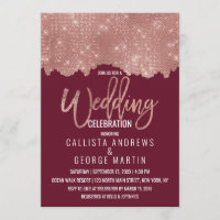 Glam Red Rose Gold Purpurina Boda de bloques de co