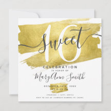 Glam Relieve metalizado dorado Paint Sweet 16th Bi