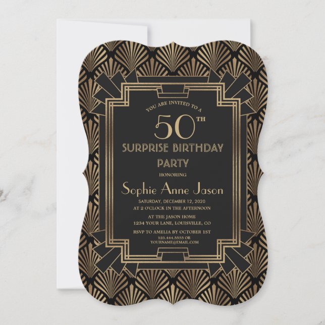 Invitación Glam Roaring 20's Great ANY AGE Birthday (Anverso)