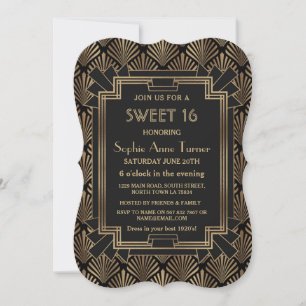 Invitación Glam Roaring 20's Great Gatsby Art Deco SWEET 16