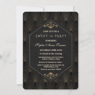 Invitación Glam Roaring 20's Great Gatsby Art Deco Sweet 16