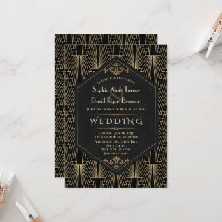 Invitación Glam Roaring 20s Great Gatsby Art Deco Wedding