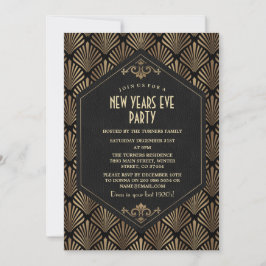 Invitación Glam Roaring de los 20's Gold Great Gatsby en la v
