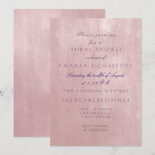 Invitación Glam Rosa Ballet Pink Pastel Purple Bridal Ducha