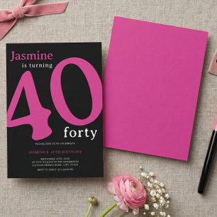 Invitación Glam Rosa Caliente Chic Cumpleaños 40 