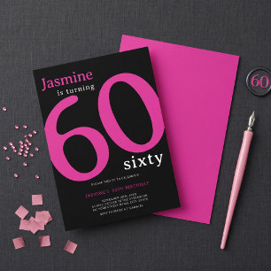 Invitación Glam Rosa Caliente Chic Cumpleaños 60 