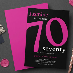 Invitación Glam Rosa Caliente Cumpleaños 70 Setenta Girando N