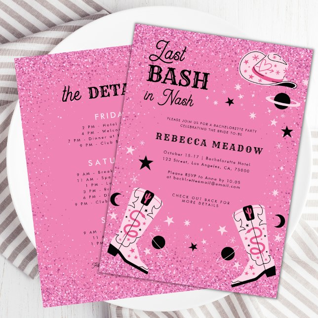 Invitación Glam rosa el último bash en la soltera de Nash Nas (Subido por el creador)