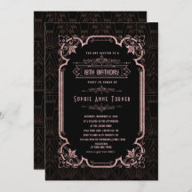 Glam Rosa Gold Great Gatsby 18 cumpleaños