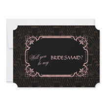 Glam Rosa Gold Great Gatsby Be My Bridesmaid