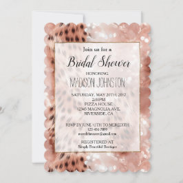 Invitación Glam Rosa Gold Leopard Bridal Shower