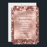 Invitación Glam Rosa Gold Purpurina 16th Birthday<br><div class="desc">Glam Rosa Gold Purpurina 16º cumpleaños o cualquier año u ocasión</div>