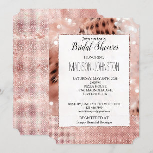 Invitación Glam Rosa Gold Rubor Cheetah rosa