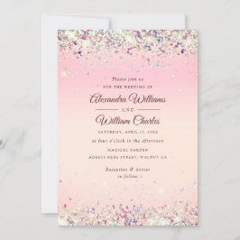 Invitación Glam Rosa Purpurina de oro Confetti Pastel moderno