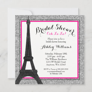 Invitación Glam Rosado Caliente Ducha Novial en París