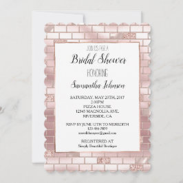 Invitación Glam Rubor Ladrillos rosas Ducha de novia