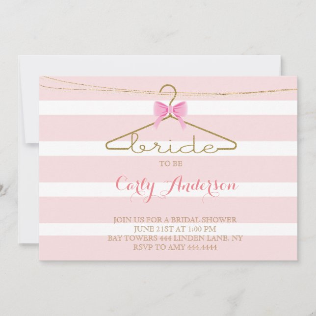 Invitación Glam Rubor y Gold Strike Bridal Shower (Anverso)