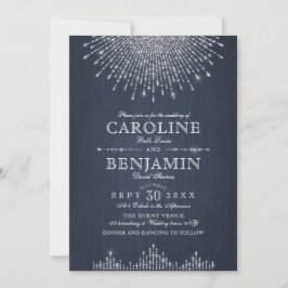 Invitación Glam Silver purpurina art deco vintage