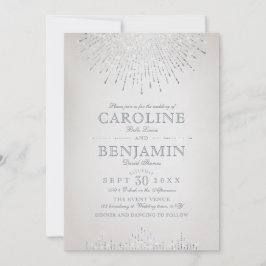 Invitación Glam Silver purpurina art deco vintage