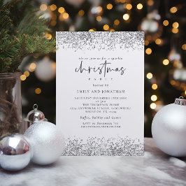 Invitación Glam Silver Purpurina Navidades Fiesta White