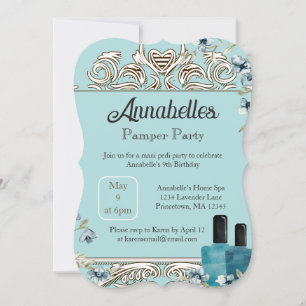 Invitación Glam Spa Day Manicure Pamper Fiesta
