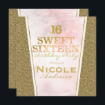 Invitación Glam Sweet, Purpurina de Oro Rosa, fiesta de cumpl<br><div class="desc">Purpurina Rosa y Oro Glam Sweet 16 Invitaciones a fiestas de cumpleaños.</div>