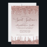 Invitación Glam Sweet, Purpurina Rosa de golondrina, cumpleañ<br><div class="desc">Rosa Purpurina de goteo de oro Sparkle Glam Sweet 16 Sweet 16th Birthday Invitation</div>