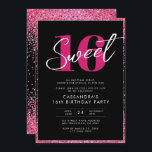 Invitación Glam Sweet, Purpurina Rosa Negro, Cumpleaños<br><div class="desc">Invitación de cumpleaños de Glam Sweet Purpurina Rosa Negro</div>