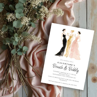 Invitación Glam Three Elegant Women Galentine's Day Party
