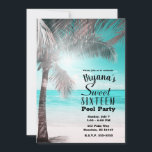 Invitación Glam Tropical Pink Aqua Blue Beach Palm Sweet 16<br><div class="desc">Personalizar para cualquier evento.</div>