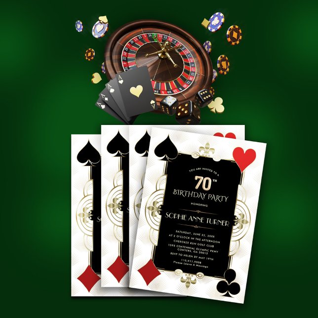 Invitación Glam Vegas Casino Poker Mujer 70 cumpleaños (Subido por el creador)