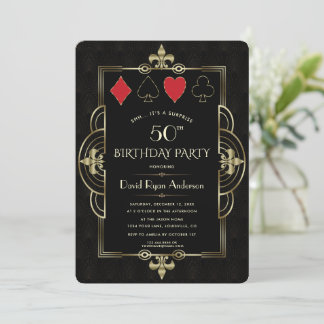 Invitación Glam Vegas Casino Royale Art Deco 50 cumpleaños
