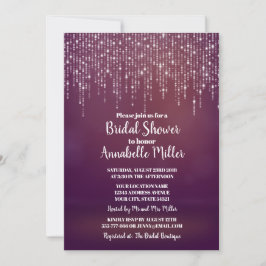 Invitación Glam White Fairy Luces PINK BOKEH Bridal Shower