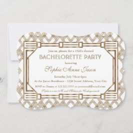 Invitación Glam White Gold Great Gatsby Bachelorette Party