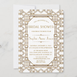 Invitación Glam White Gold Great Gatsby Bridal Shower
