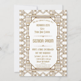 Invitación Glam White Gold Great Gatsby Senior Prom