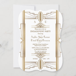 Invitación Glam White Partido de Compromiso de Gatsby de los