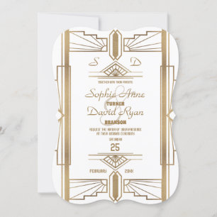 Invitación Glam White Roaring, el gran Boda de Gatsby de 2014