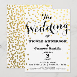 Invitación Glama de oro y blanco Confeti de papel metalizado 