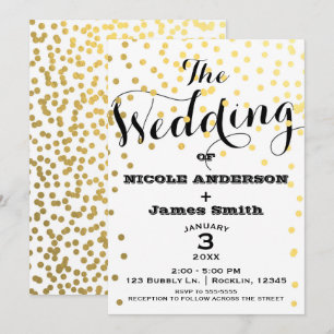 Invitación Glama de oro y blanco Confeti de papel metalizado 