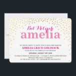 Invitación GLAMOROS BAT MITZVAH confetti de oro rústico rosa<br><div class="desc">NOTA - el brillante efecto dorado es una imagen impresaUn lindo confetti, diseño de puntos de polka con Relieve metalizado dorado buscando las INVITACIONES MITZVAH BAT de tu hijo. Guau sus amigos y familia con este pequeño número ;D Configurar como plantilla es sencillo para usted agregar sus propios detalles, añadir...</div>