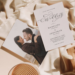 Invitación Glamorosa caligrafía romántica Boda de fotografía