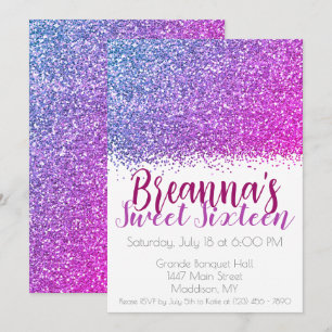 Invitación Glamorosa celebración del Purpurina Rosa Dulce Die