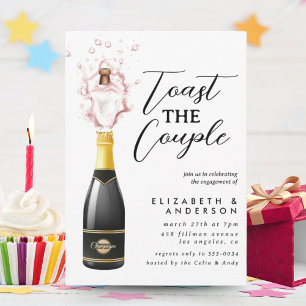 Invitación Glamorosa fiesta de compromiso con la tostada de c