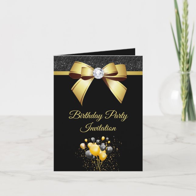 Invitación Glamorosa fiesta de cumpleaños de elegancia (Anverso)