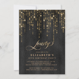 Invitación Glamorosa fiesta de cumpleaños negro y oro